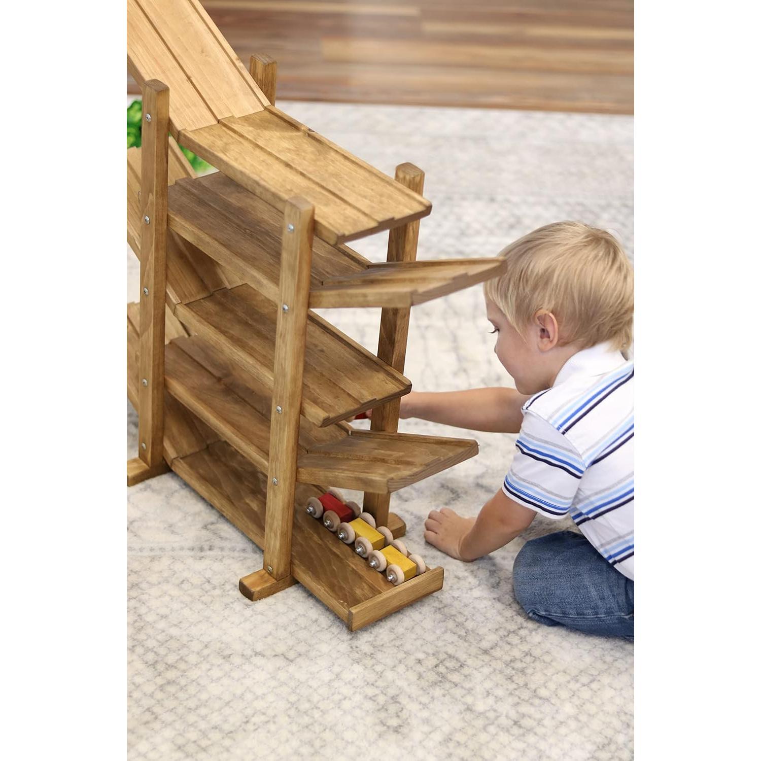 Pista de Carreras de Madera AmishToyBox - 4 Carros Incluidos