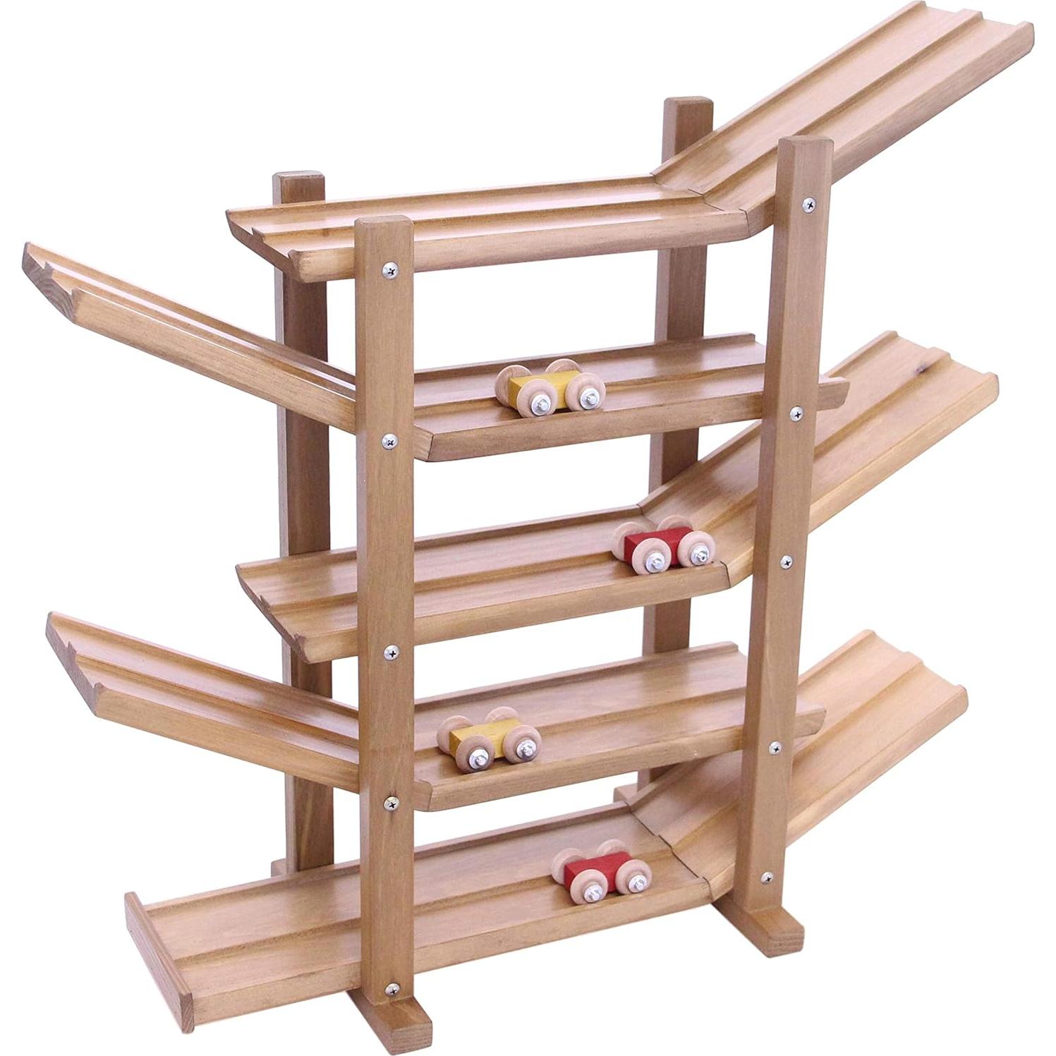 Pista de Carreras de Madera AmishToyBox - 4 Carros Incluidos