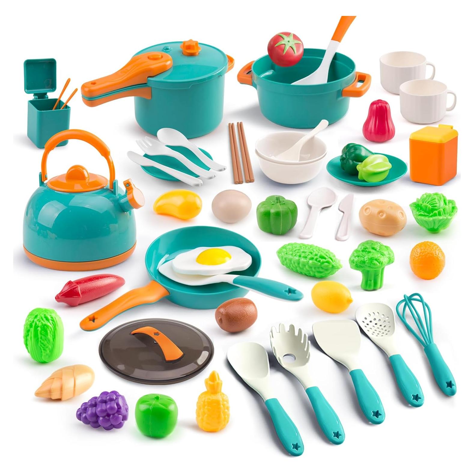 Juego de Cocina para Niños Bruvoalon 56 Piezas Verde
