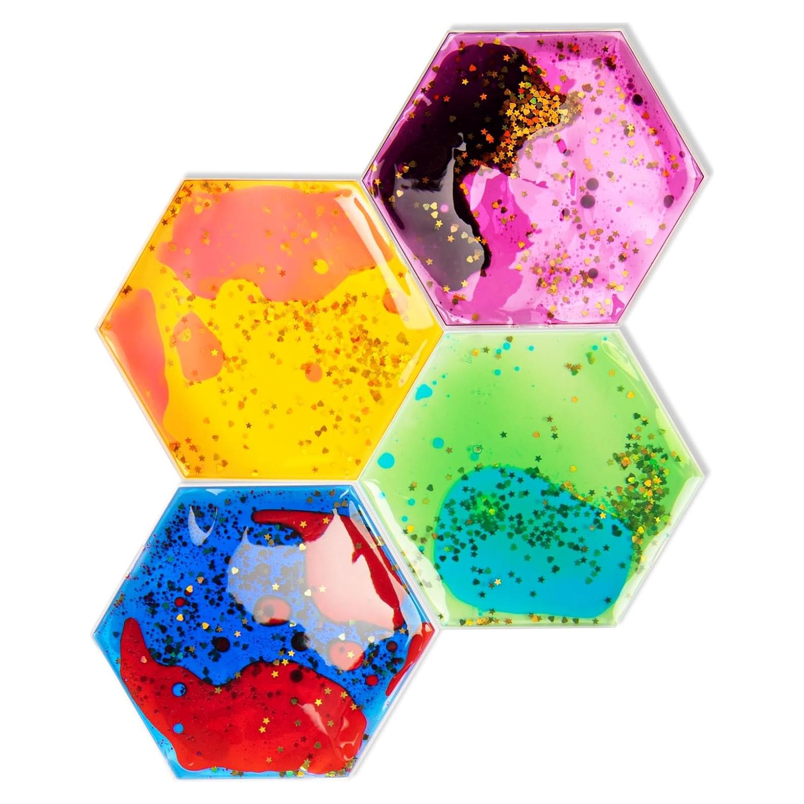 LONGKING Paquete de 4 Azulejos Hexagonales Sensoriales 3-12 Años