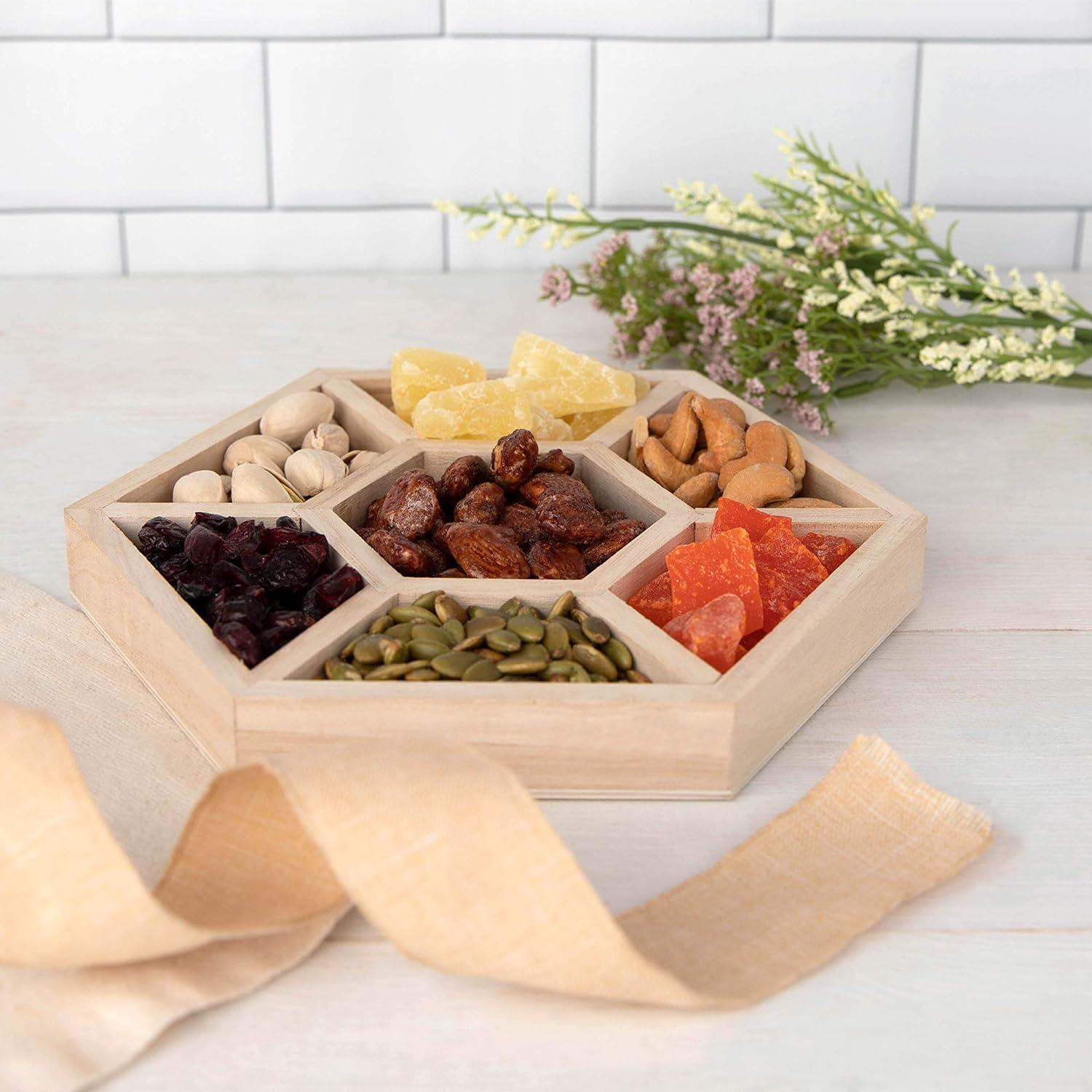 Bandeja de Madera Hexagonal Hammont - 3 Piezas - 21.6 cm