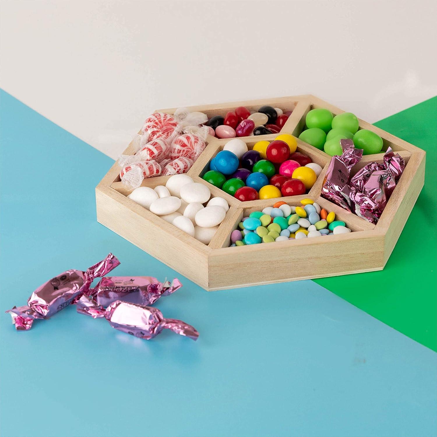 Bandeja de Madera Hexagonal Hammont - 3 Piezas - 21.6 cm