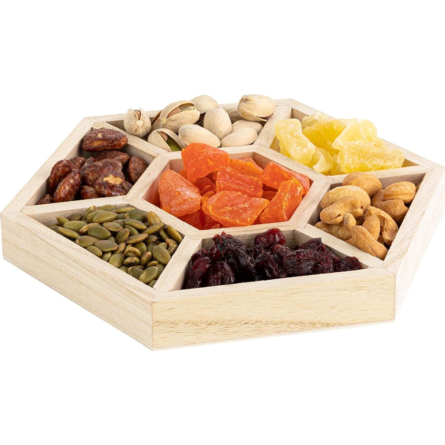 Bandeja de Madera Hexagonal Hammont - 3 Piezas - 21.6 cm