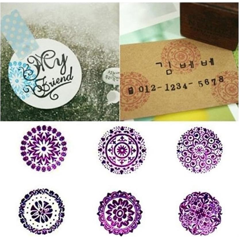 Sello de Goma Redondo Floral DECORA - 6 Piezas 9.4x6.1cm