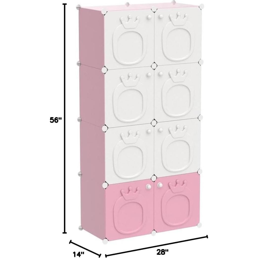 Armario para Niños MAGINELS Rosa 8 Cubos 142x71x36cm