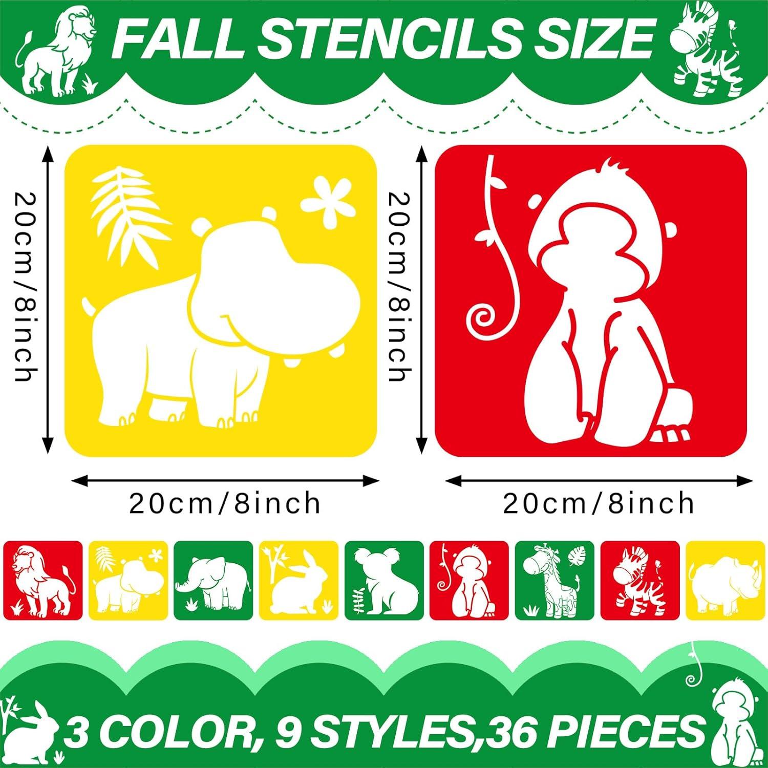 36 Plantillas de Dibujo de Animales de la Selva Qyeahkj 20.32 cm