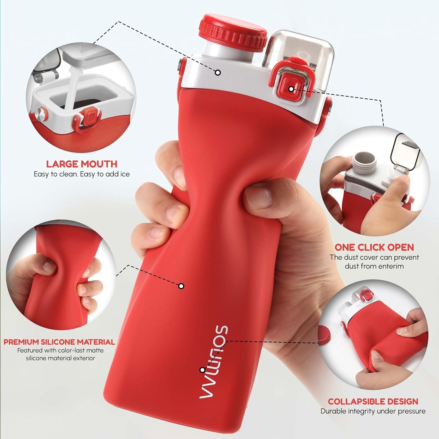 Botella de Agua Plegable SOUMAA 600ml Silicona BPA Libre