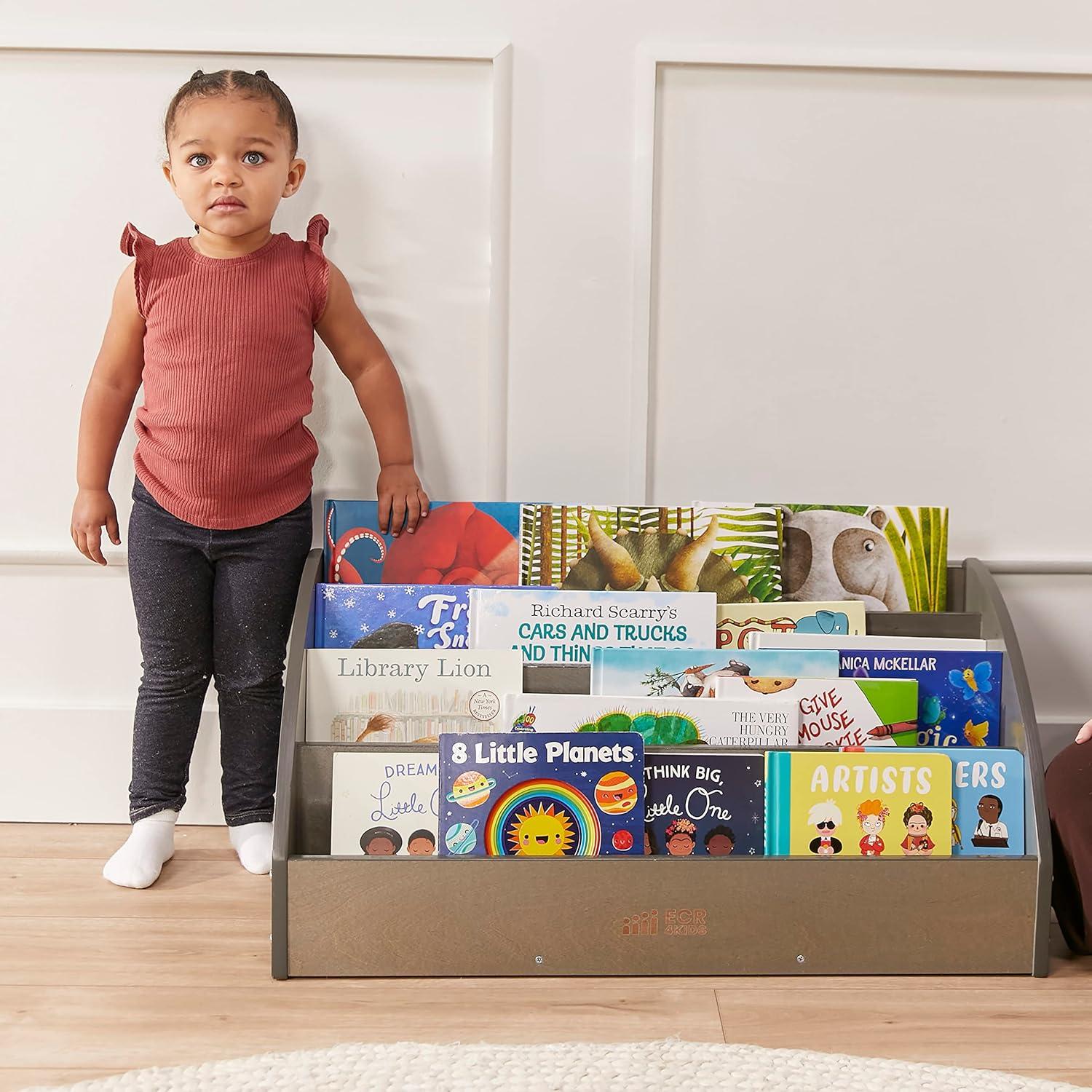 Expositor de Libros para Niños ECR4Kids 4 Niveles Gris