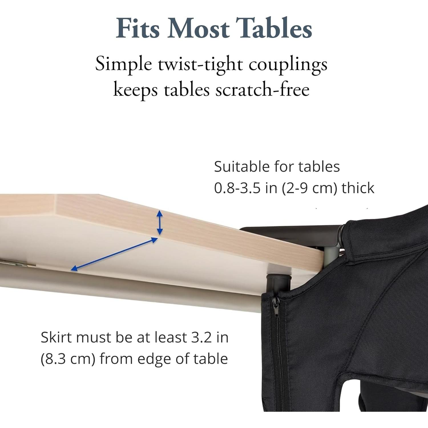 Silla Alta Portátil Inglesina Fast Table Negra para Bebés hasta 16.8 kg