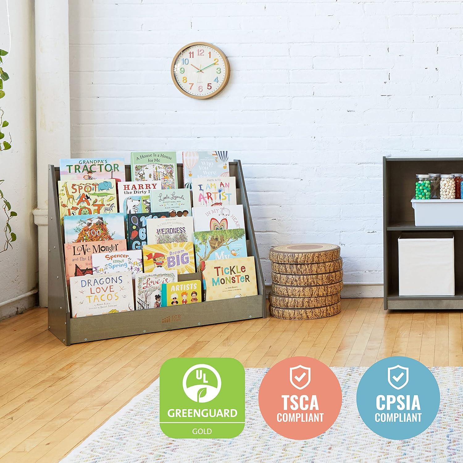 Exhibidor de Libros ECR4Kids Lavado Gris 91x38x76 cm