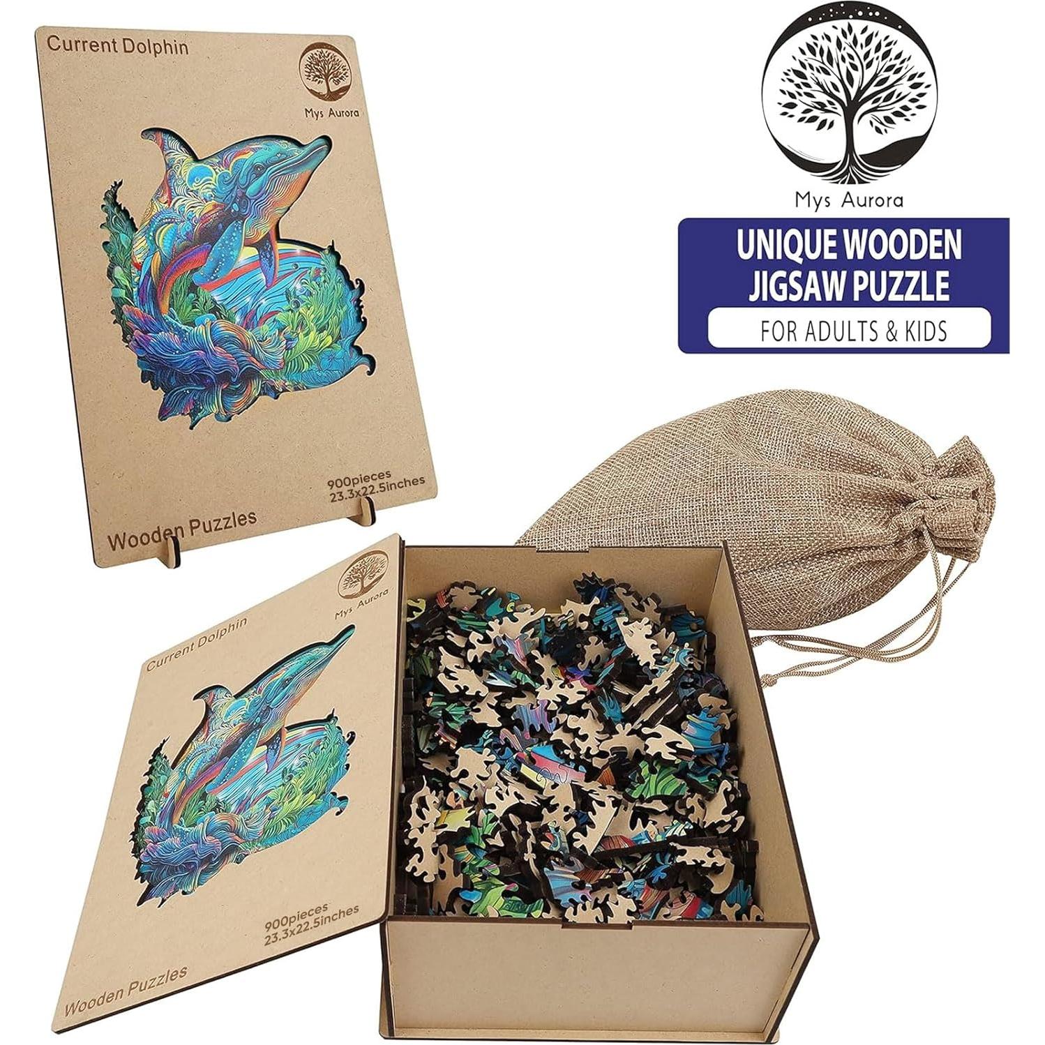 Rompecabezas de Madera MYS Aurora Delfín 900 Piezas 59.2x57.2 cm