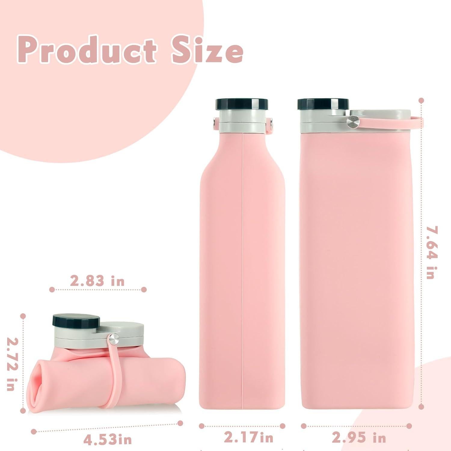 Botella de Agua Plegable PNEUICALLY 591 ml Rosa Silicona