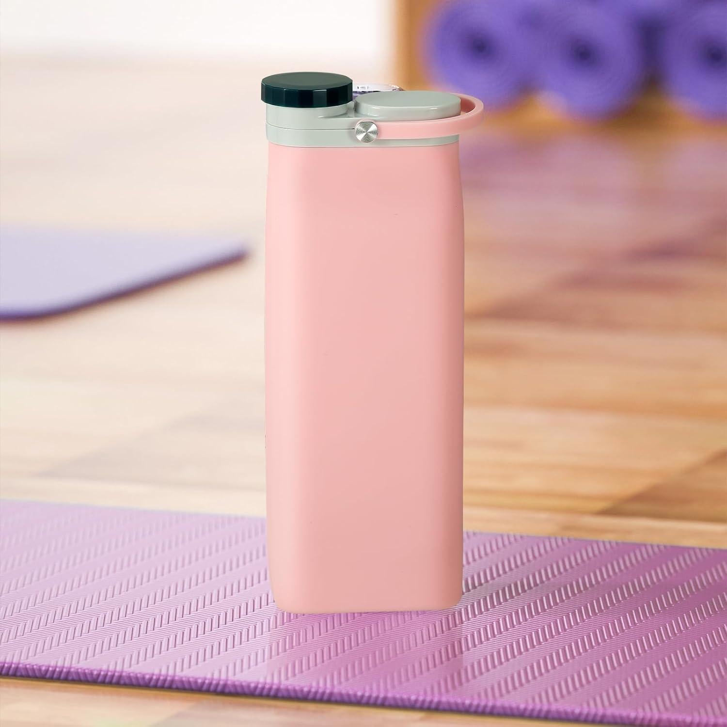 Botella de Agua Plegable PNEUICALLY 591 ml Rosa Silicona