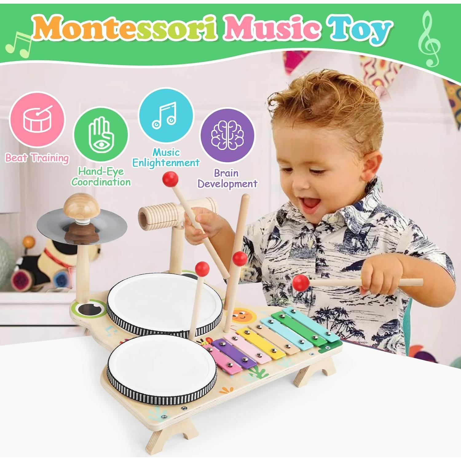 Juego de Batería Montessori Twood para Niños 1-3 Años