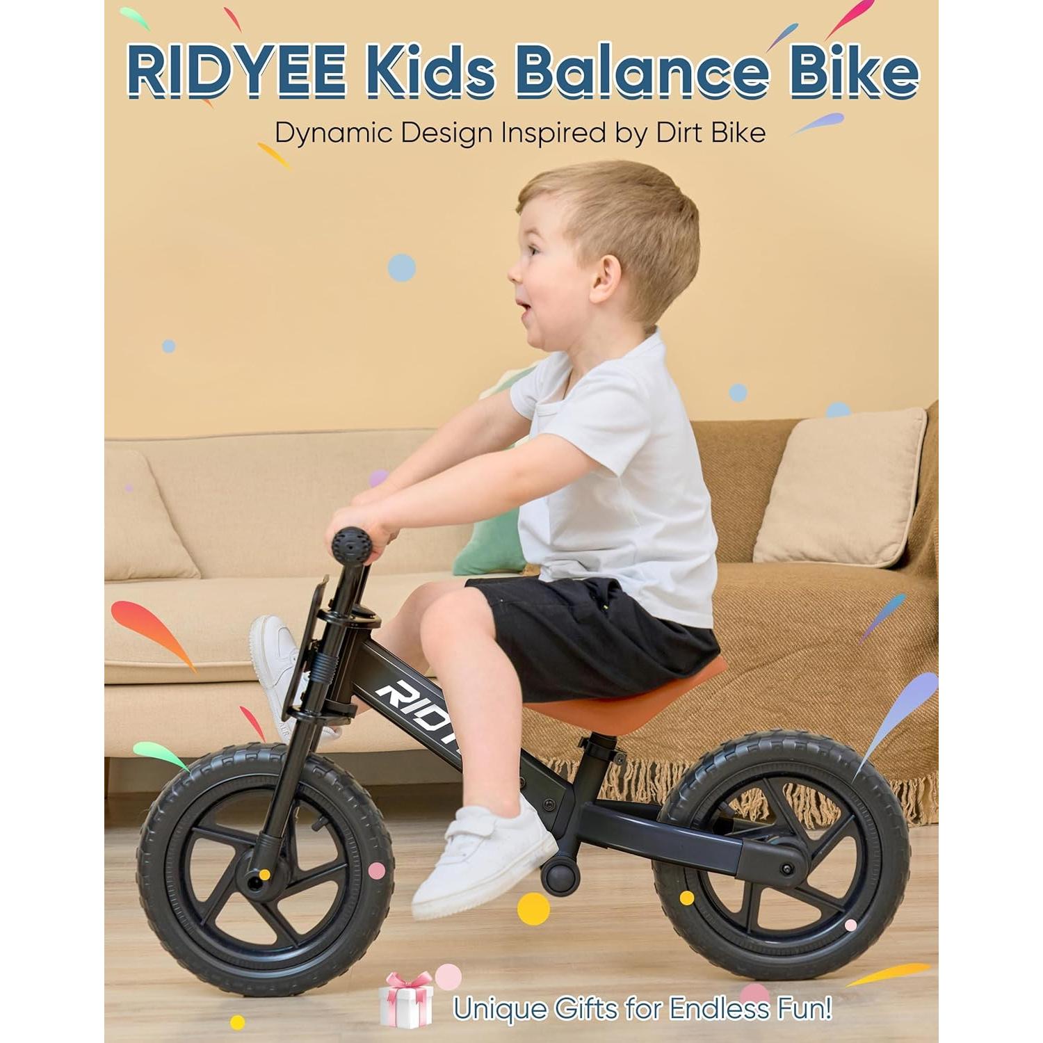 Bicicleta de Equilibrio RIDYEE para Niños 2-5 Años Ajustable