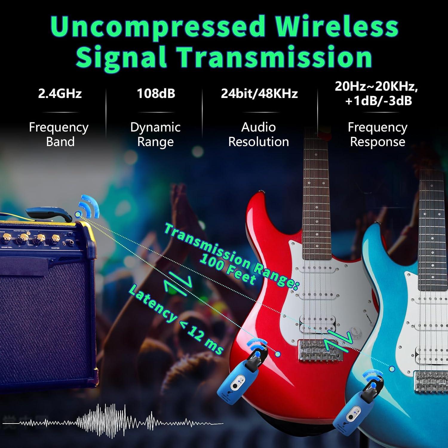Sistema Inalámbrico de Guitarra A9 2.4GHz con Batería Recargable