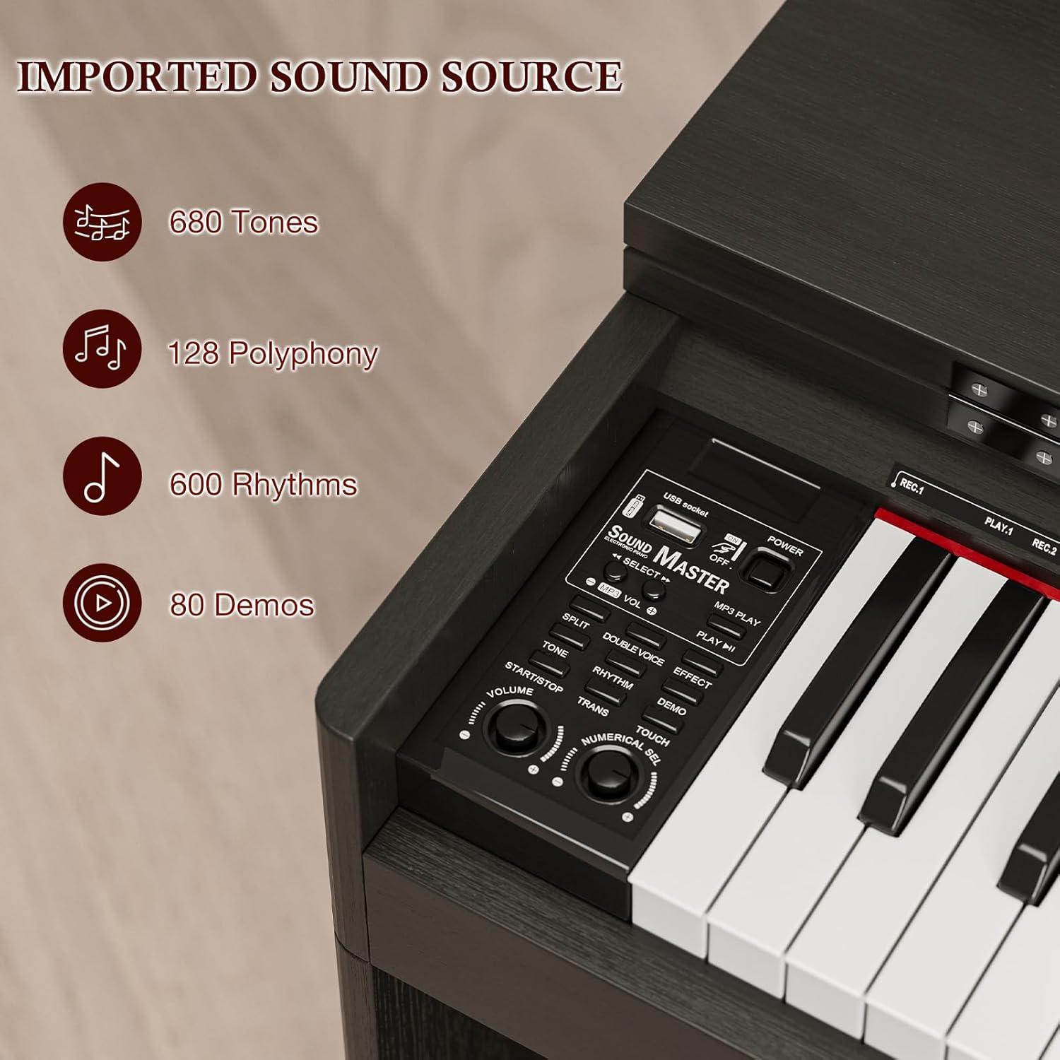 Teclado Piano Digital UMOMO U-710 88 Teclas Negro con Pedales