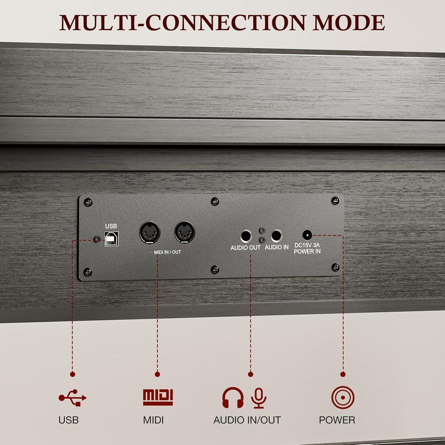 Teclado Piano Digital UMOMO U-710 88 Teclas Negro con Pedales