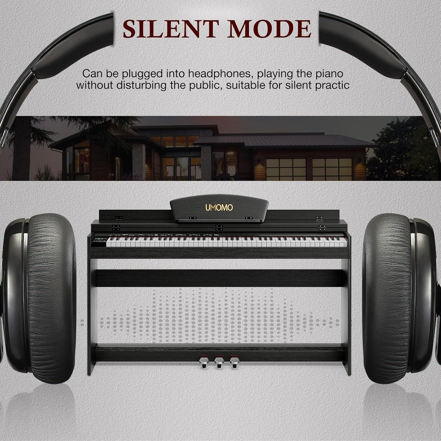 Teclado Piano Digital UMOMO U-710 88 Teclas Negro con Pedales