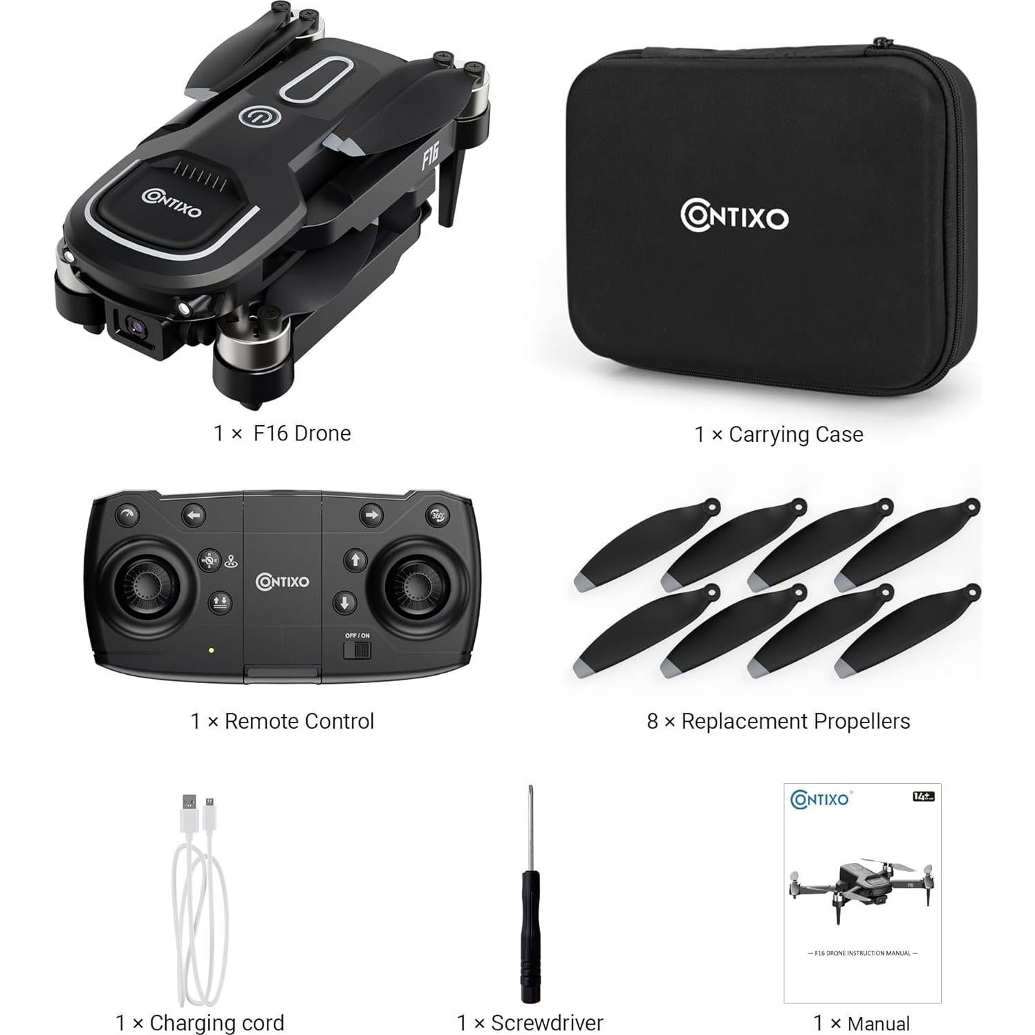 Dron Contixo F16 para Niños - Cámara Doble 1080P, 17 Min Vuelo