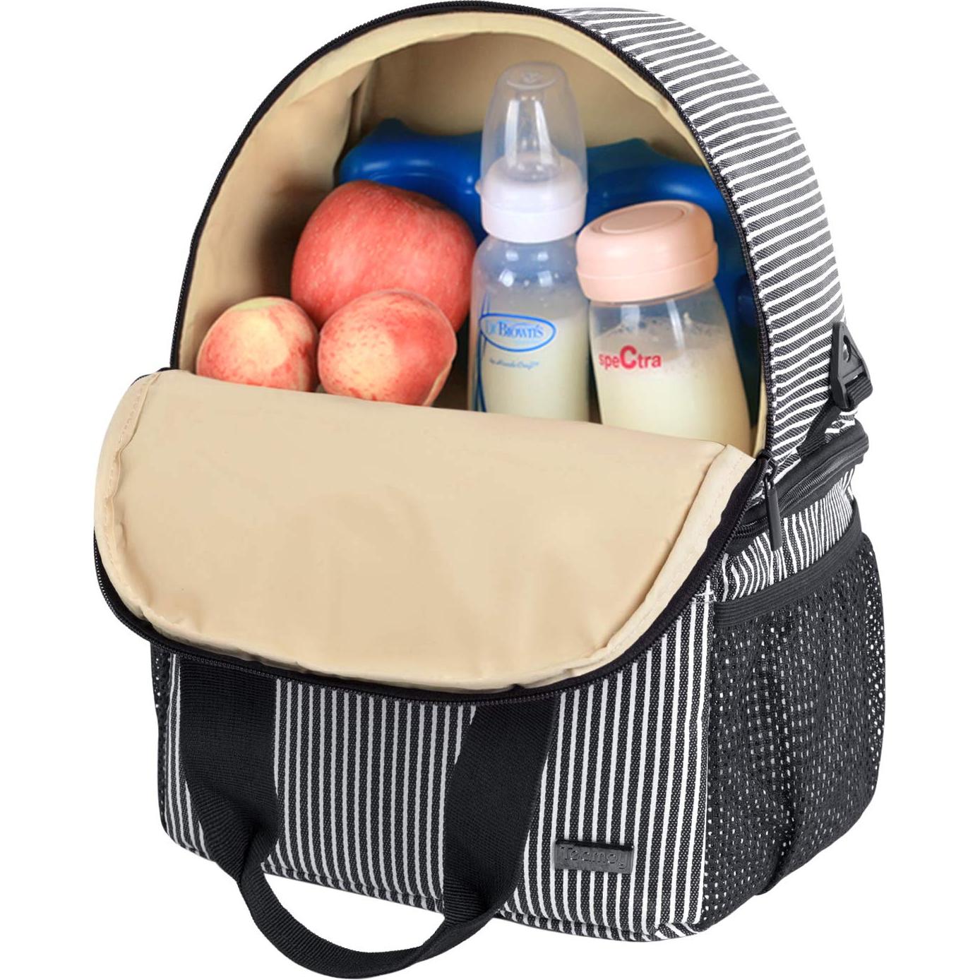 Bolsa de Bomba de Pecho Teamoy Doble Capa Rayas Blancas y Negras