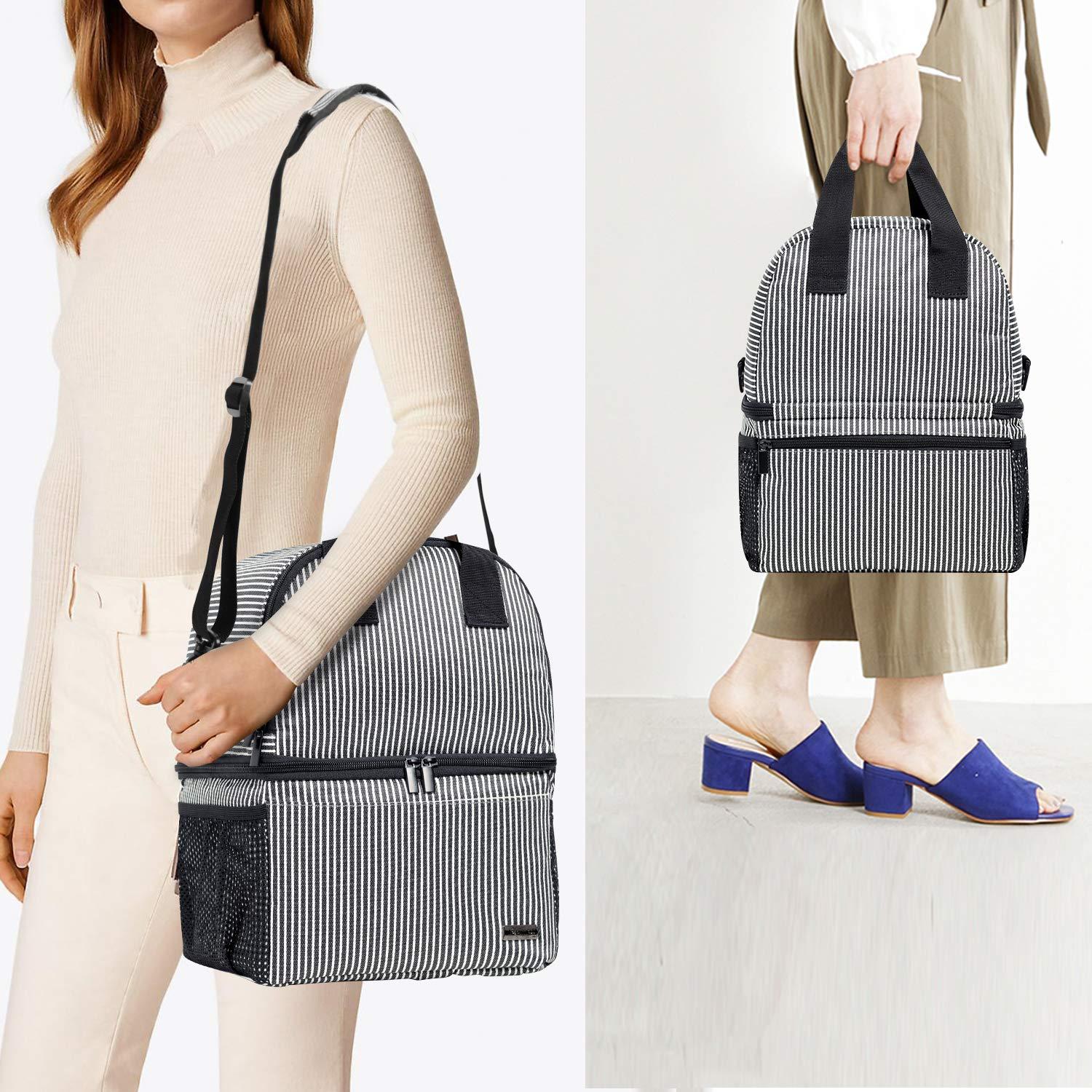 Bolsa de Bomba de Pecho Teamoy Doble Capa Rayas Blancas y Negras