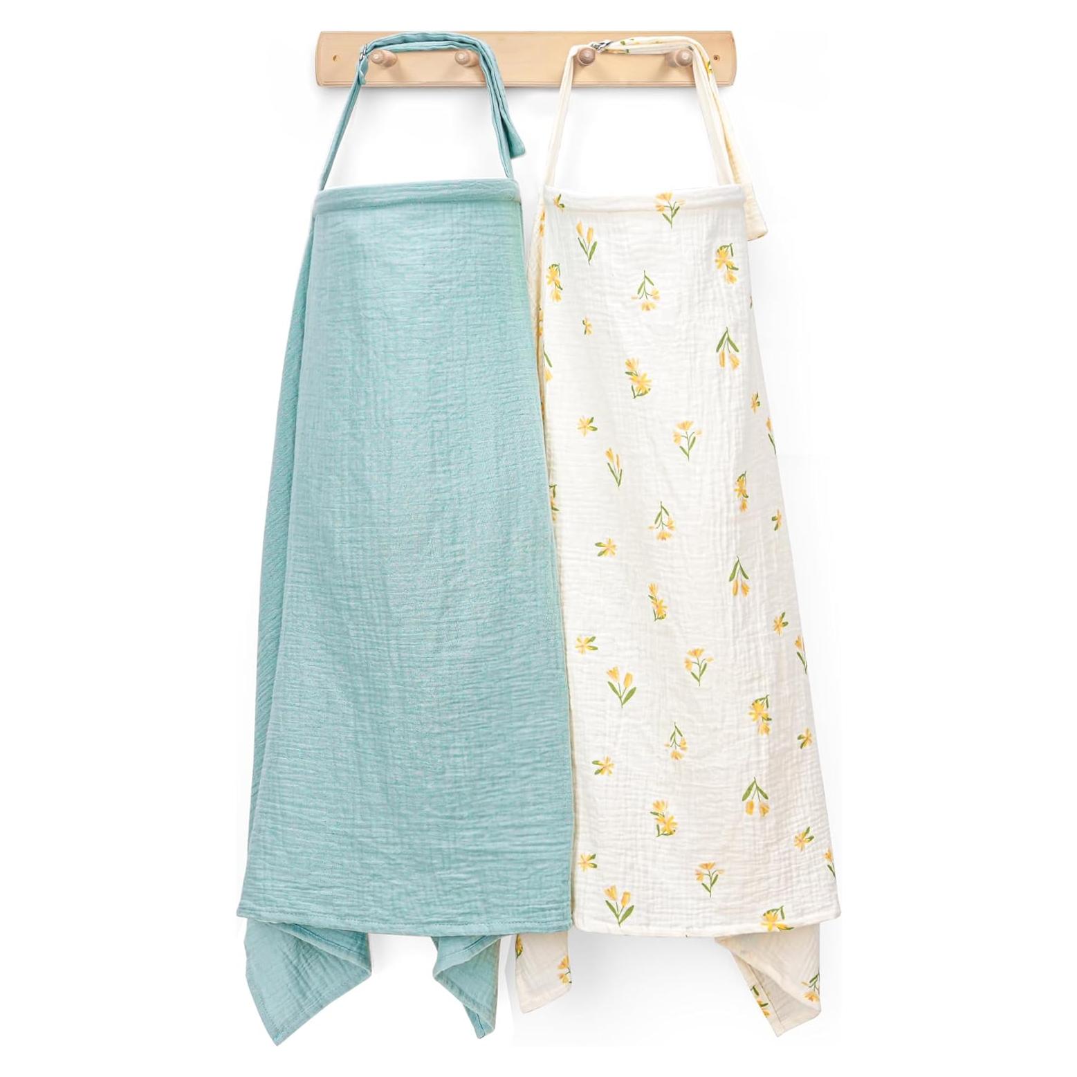 Cubierta de Lactancia 100% Algodón Muselina Verde Claro - 2 Piezas