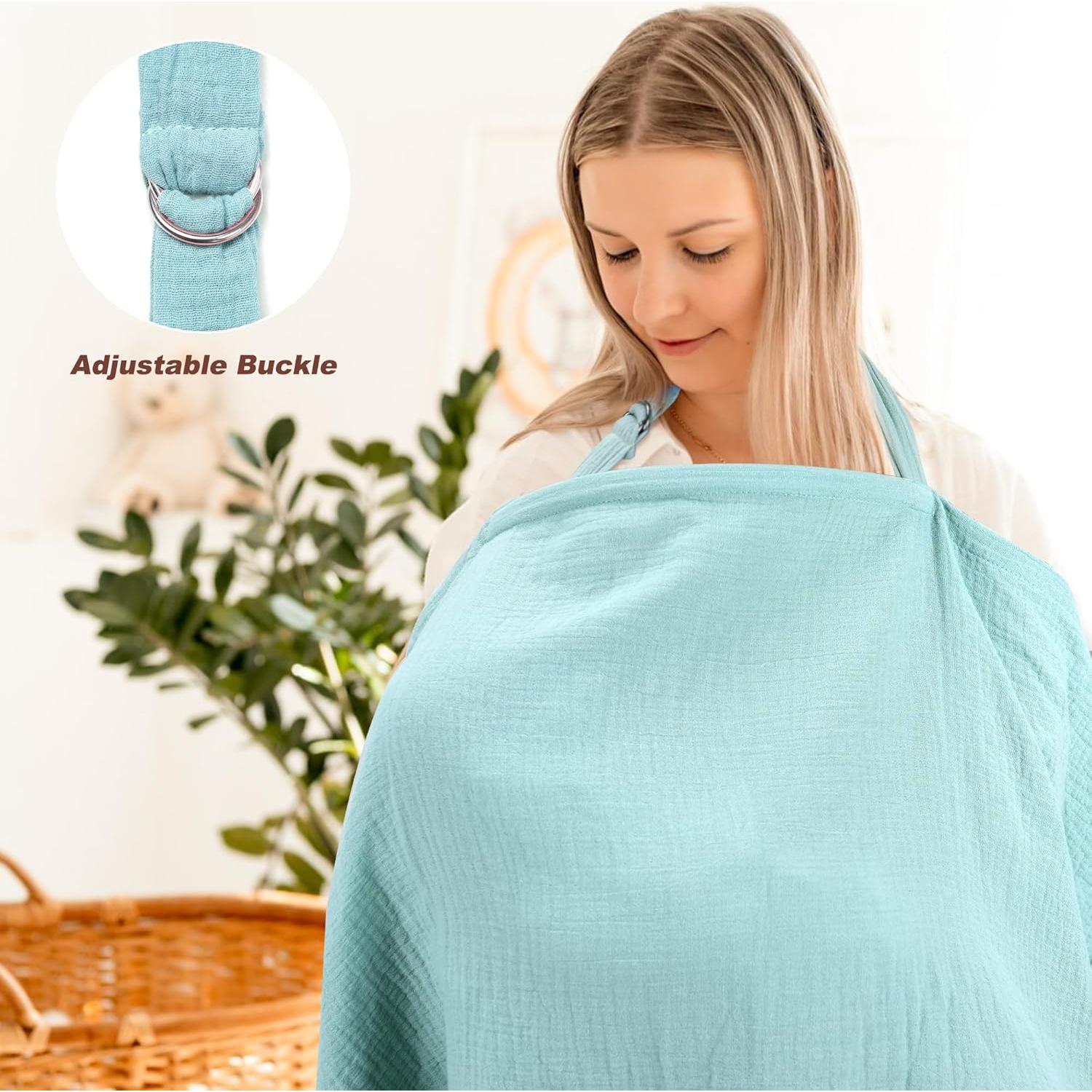 Cubierta de Lactancia 100% Algodón Muselina Verde Claro - 2 Piezas