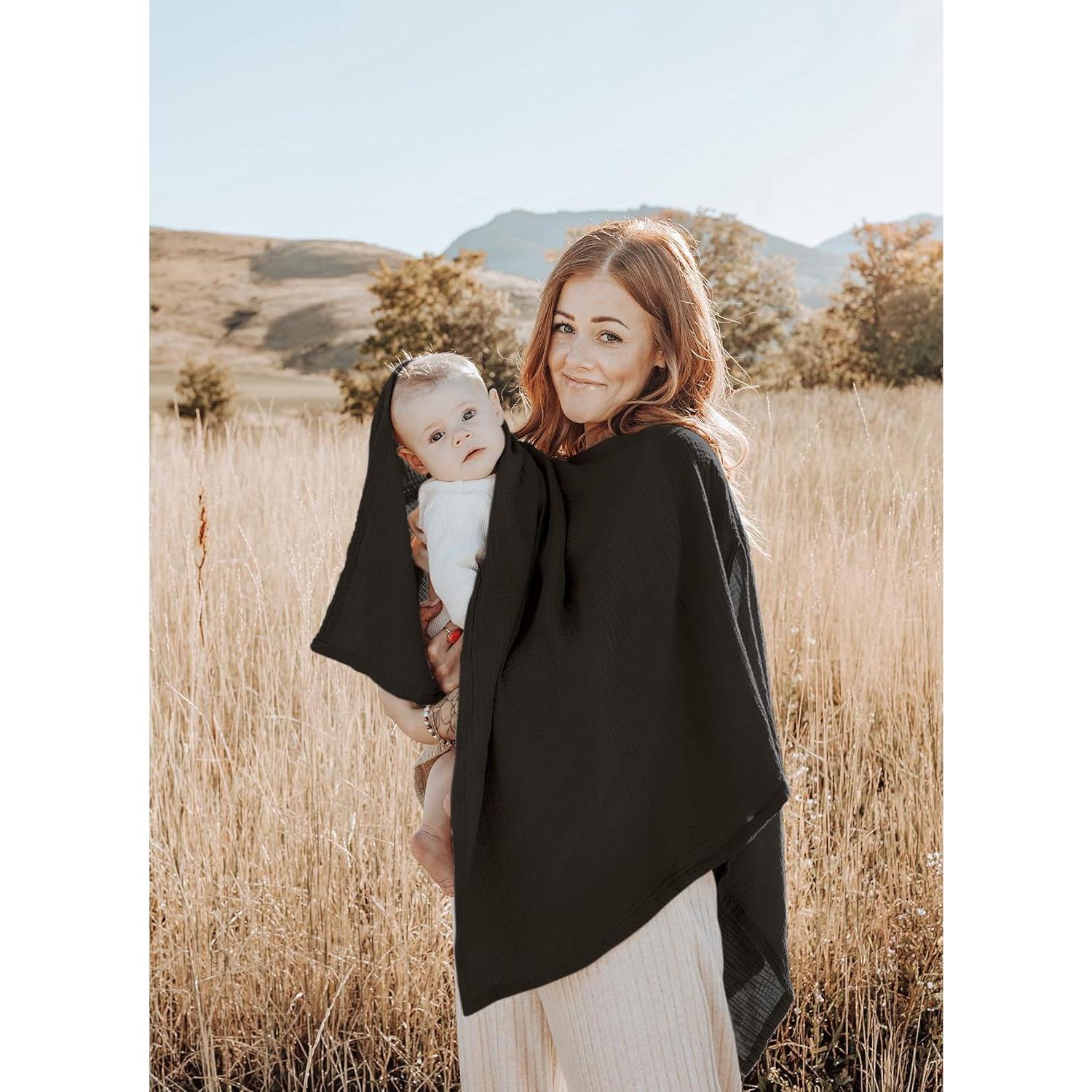 Cubierta de Lactancia Konssy 100% Algodón Negro 360° Privacidad