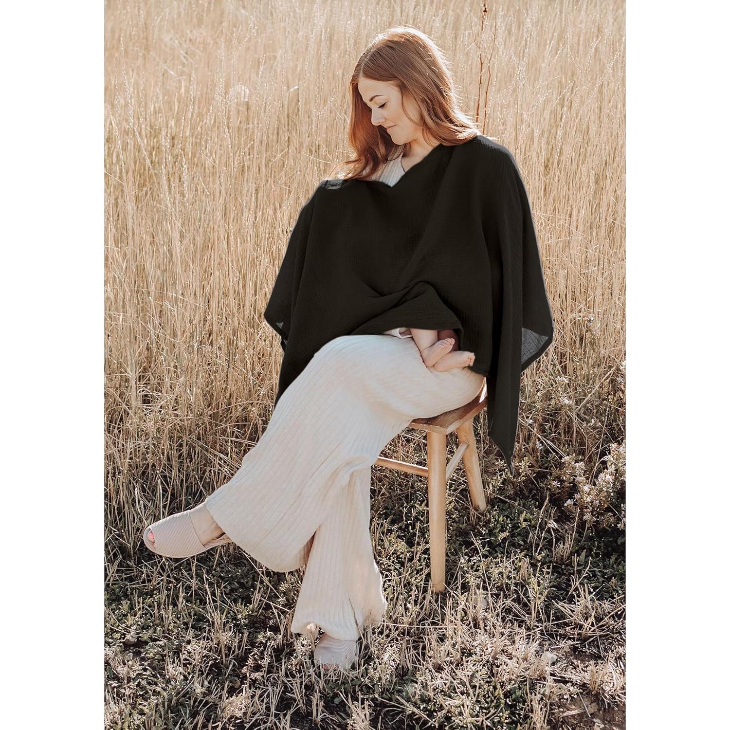 Cubierta de Lactancia Konssy 100% Algodón Negro 360° Privacidad