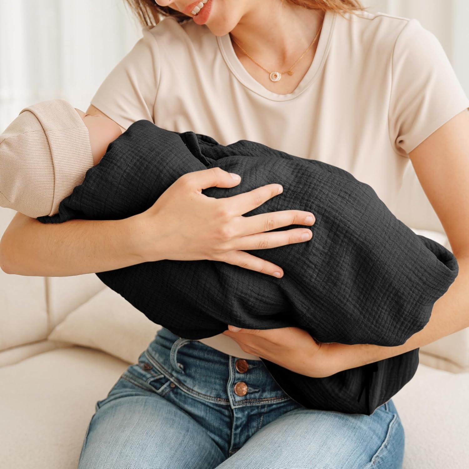 Cubierta de Lactancia Konssy 100% Algodón Negro 360° Privacidad