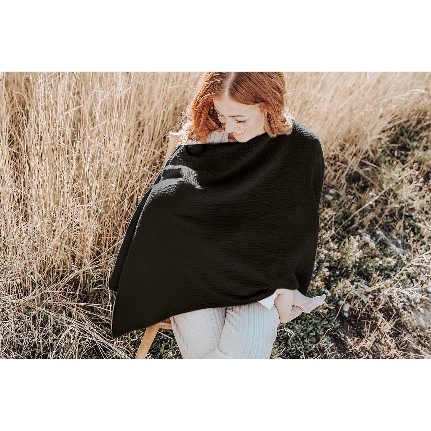 Cubierta de Lactancia Konssy 100% Algodón Negro 360° Privacidad