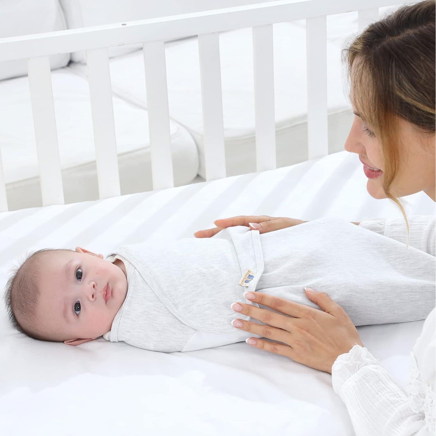 Swaddle Ajustable para Bebé BlueSnail 100% Algodón Gris 0-3M