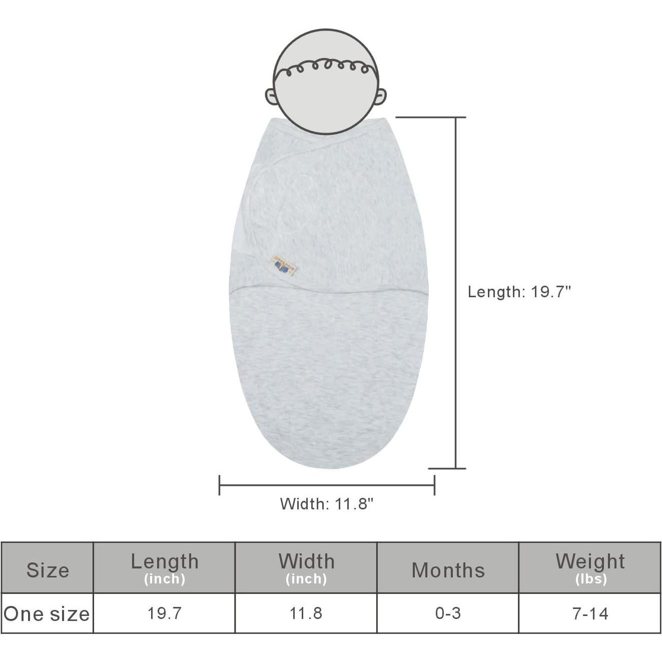 Swaddle Ajustable para Bebé BlueSnail 100% Algodón Gris 0-3M