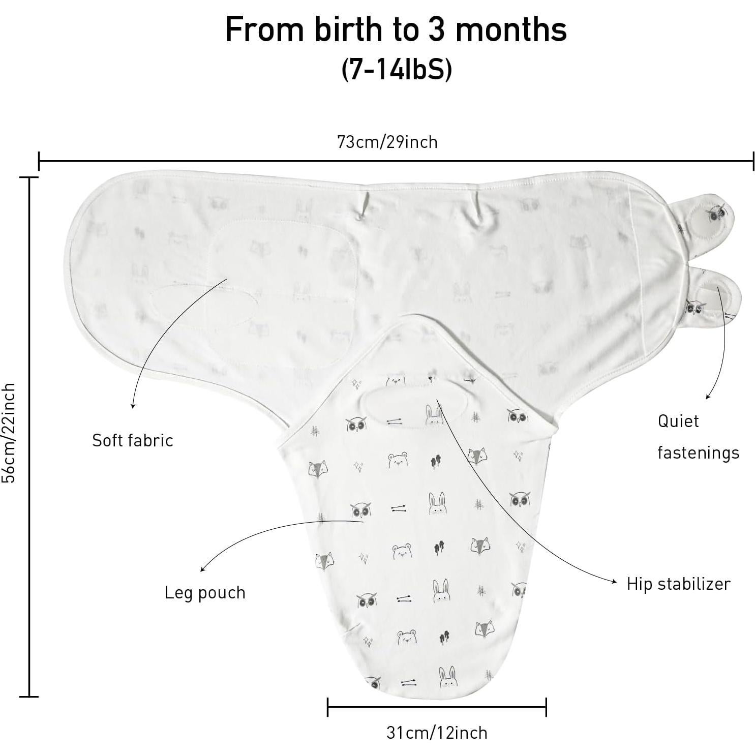 Sacos de Envolver para Bebés LYRICHOM - Algodón Orgánico, 3 Unidades