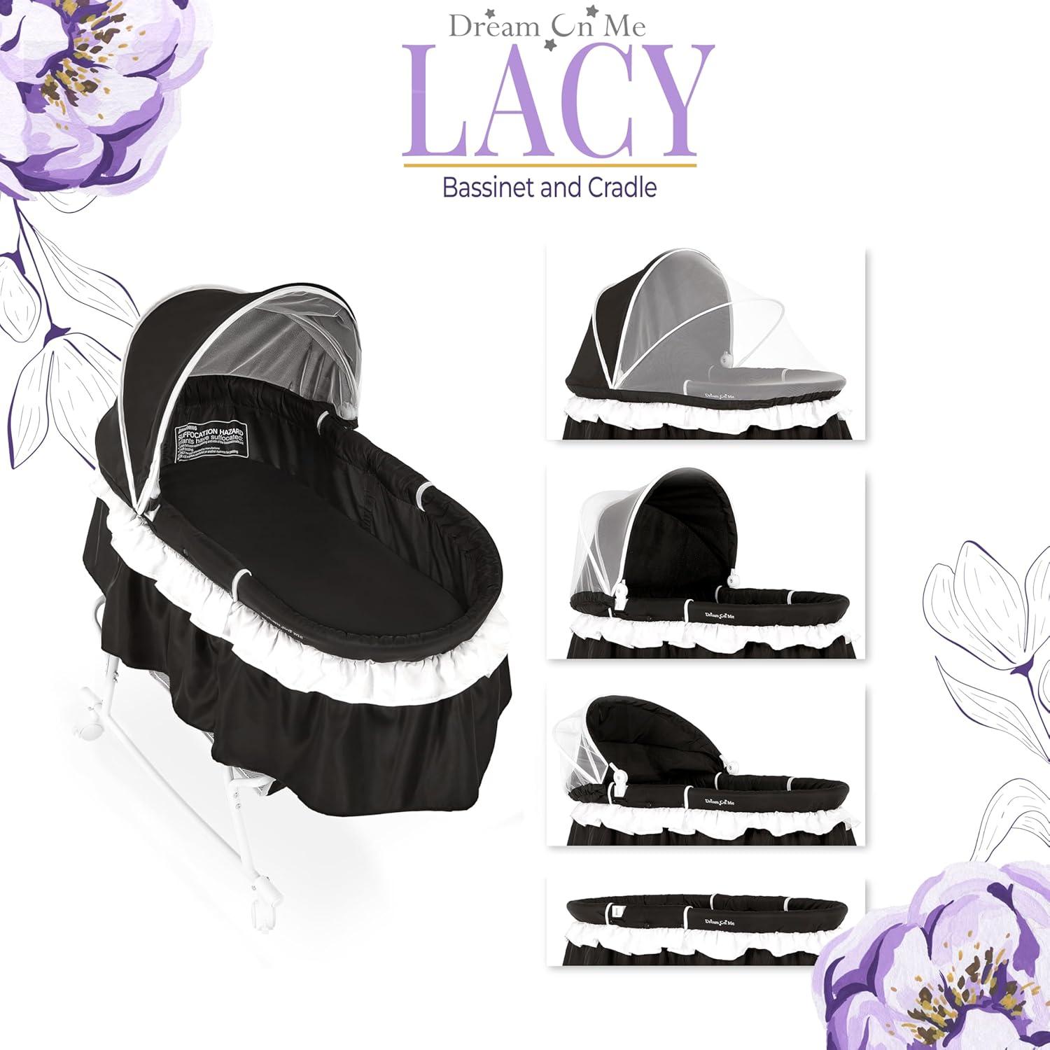 Cuna y Mecedora Portátil 2 en 1 Dream On Me Lacy Negra