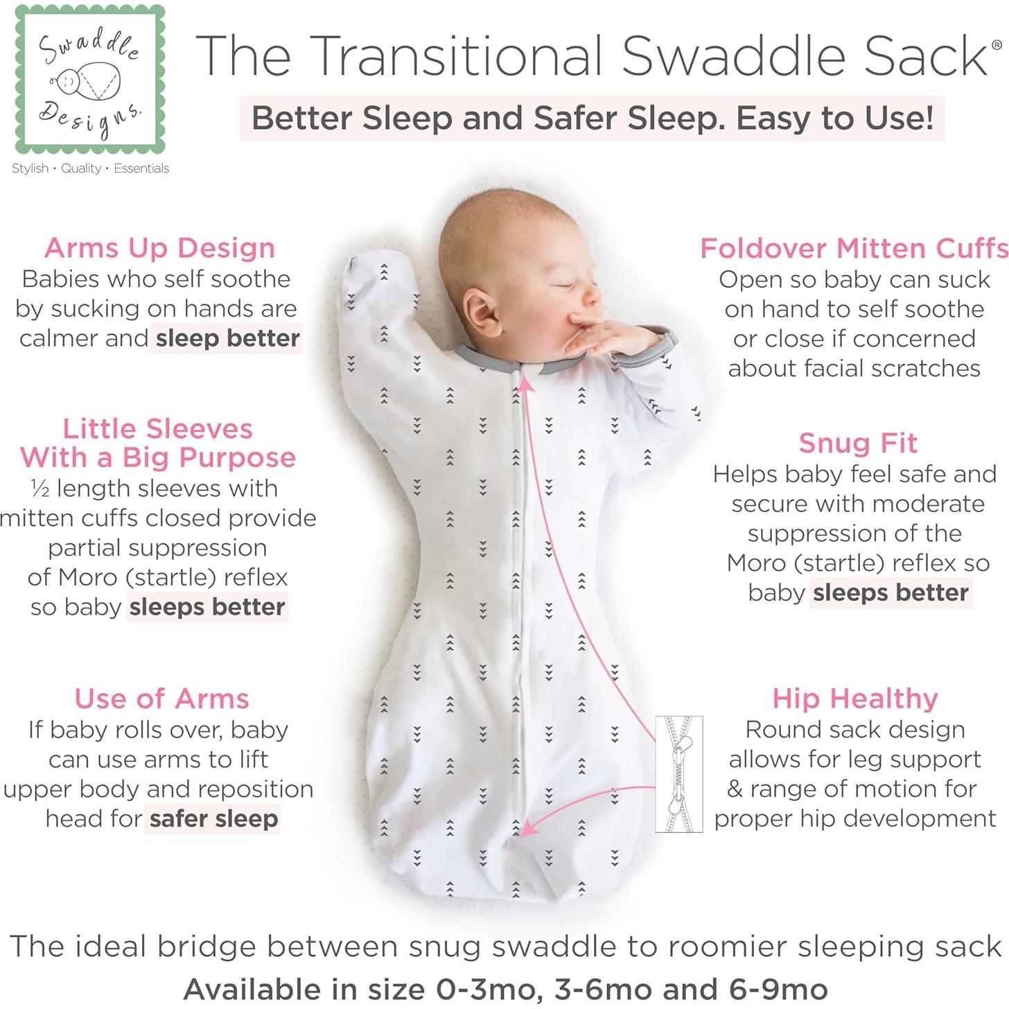 Saco de Envoltura Transicional SwaddleDesigns Pequeño 0-3 meses