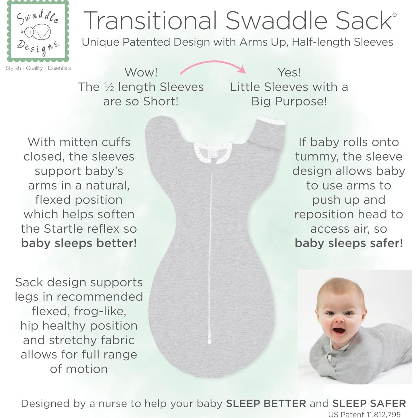 Saco de Envoltura Transicional SwaddleDesigns Pequeño 0-3 meses