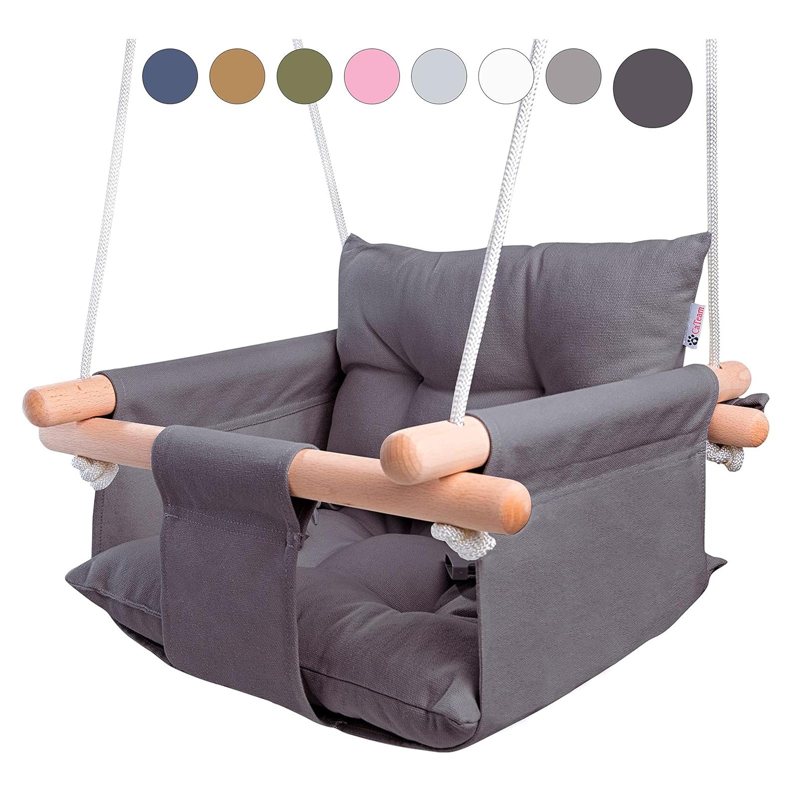Columpio de Lona para Bebés Cateam Gris Oscuro con Cinturón