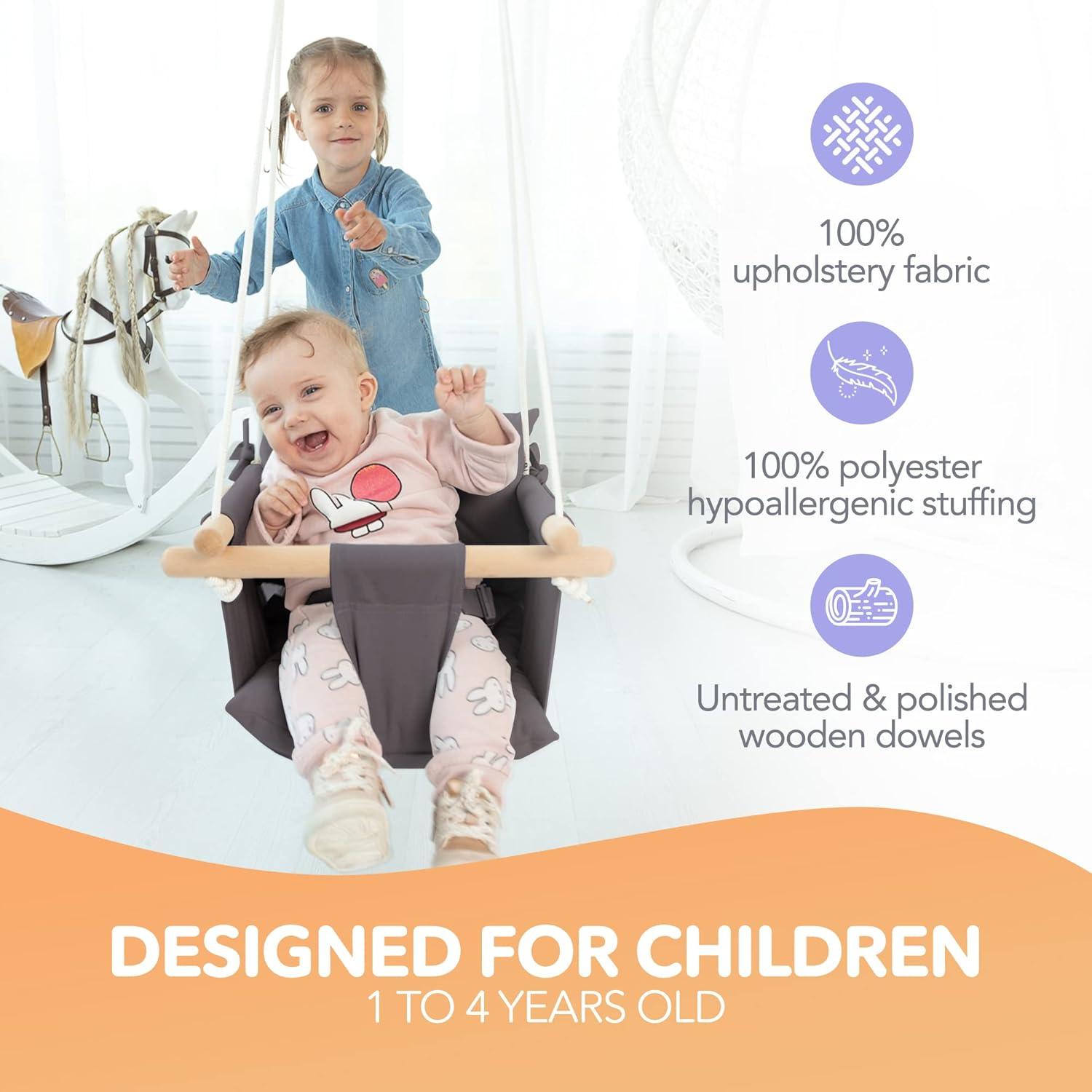 Columpio de Lona para Bebés Cateam Gris Oscuro con Cinturón