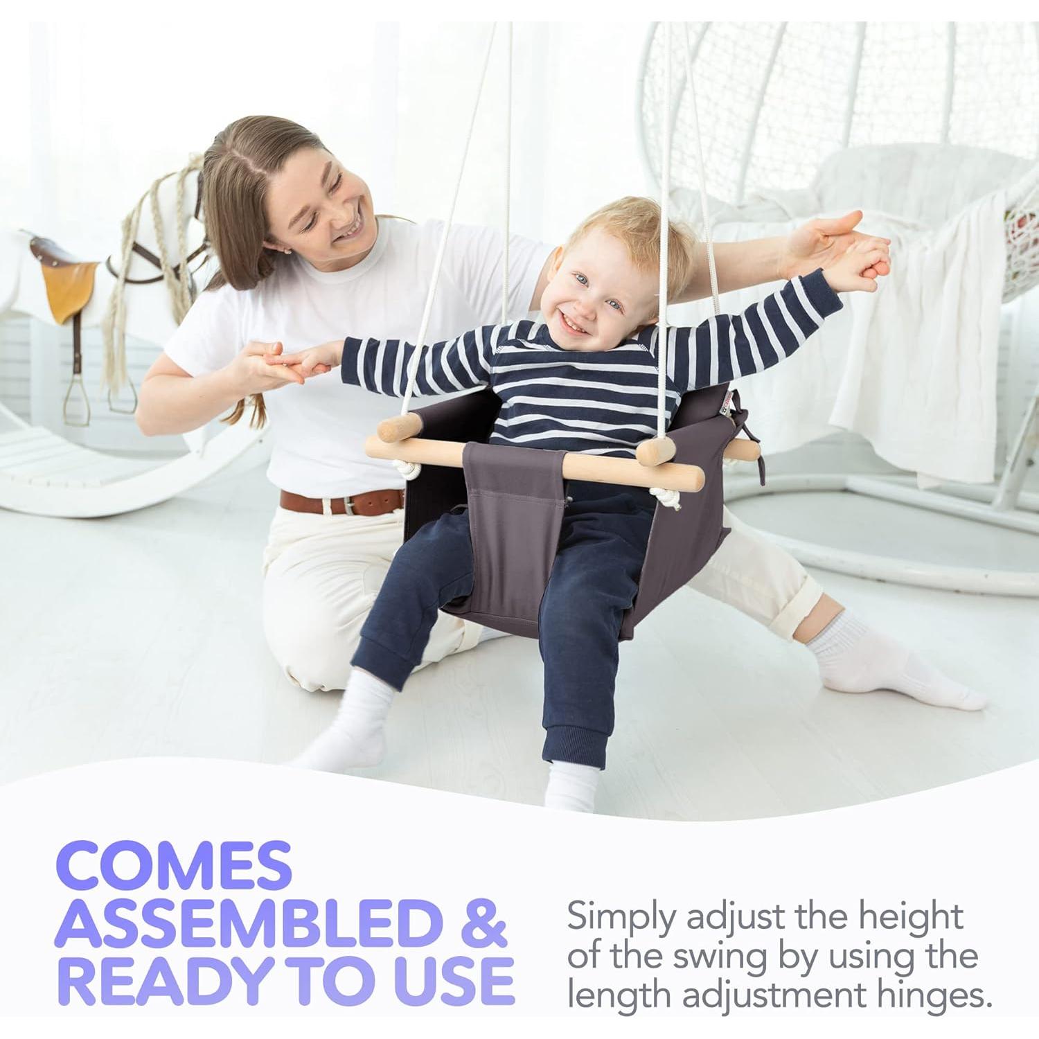 Columpio de Lona para Bebés Cateam Gris Oscuro con Cinturón