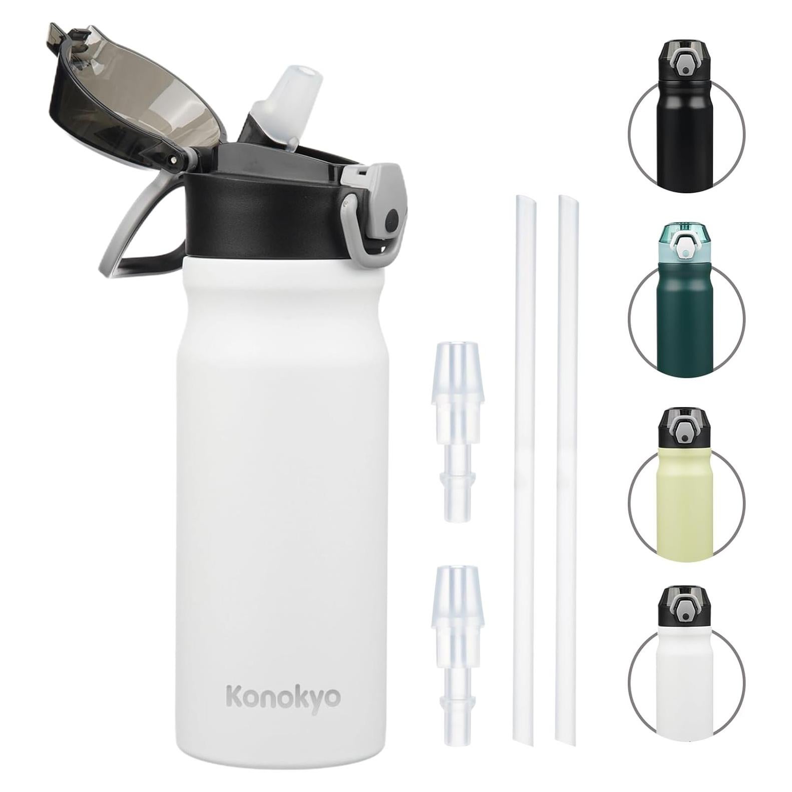 Botella de Agua Aislada Konokyo 18 oz Acero Inoxidable Blanca