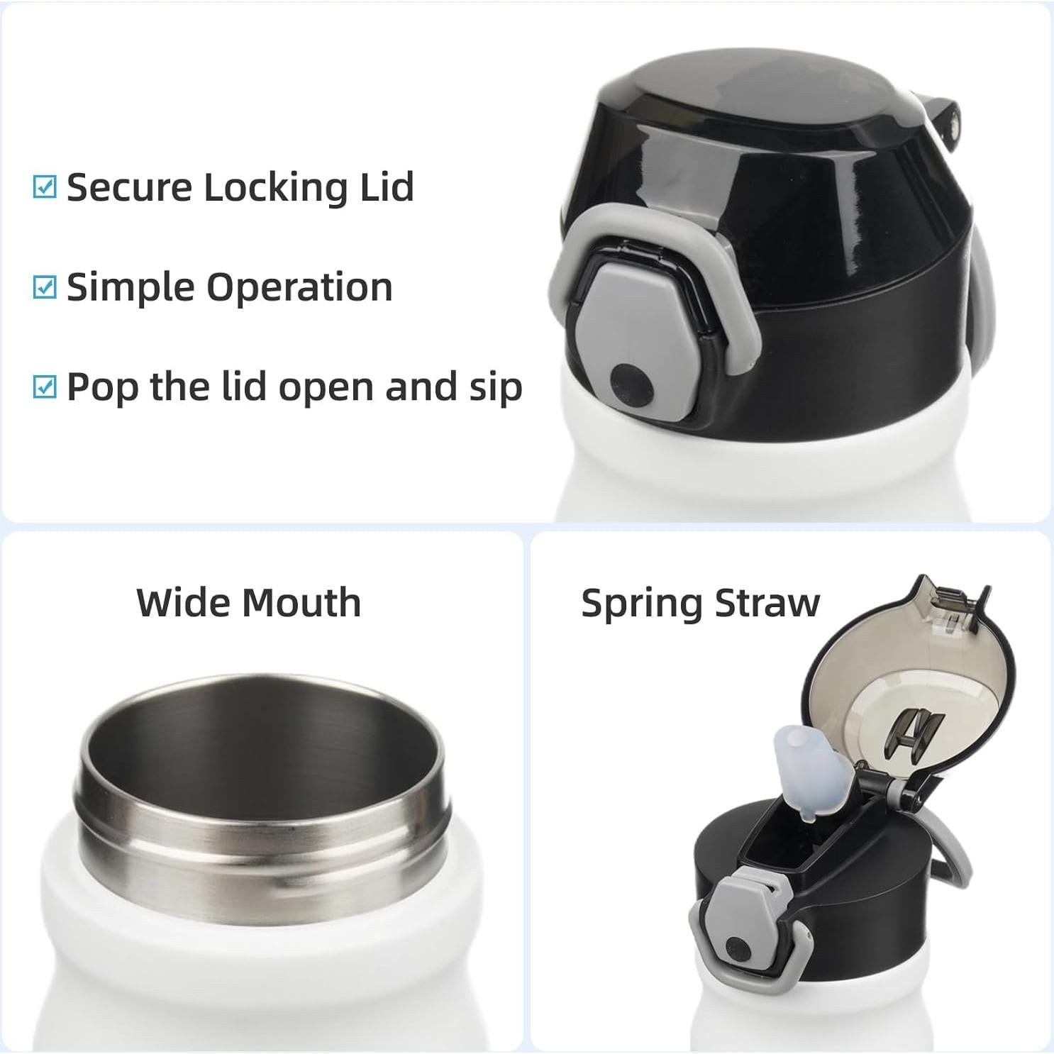 Botella de Agua Aislada Konokyo 18 oz Acero Inoxidable Blanca