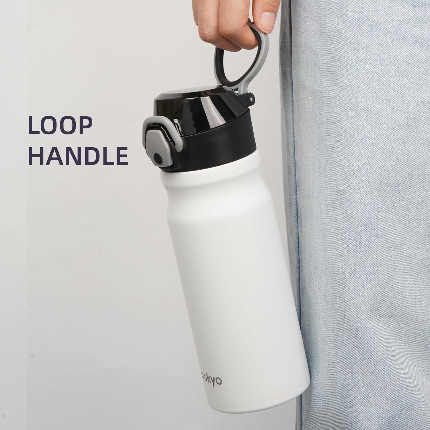 Botella de Agua Aislada Konokyo 18 oz Acero Inoxidable Blanca