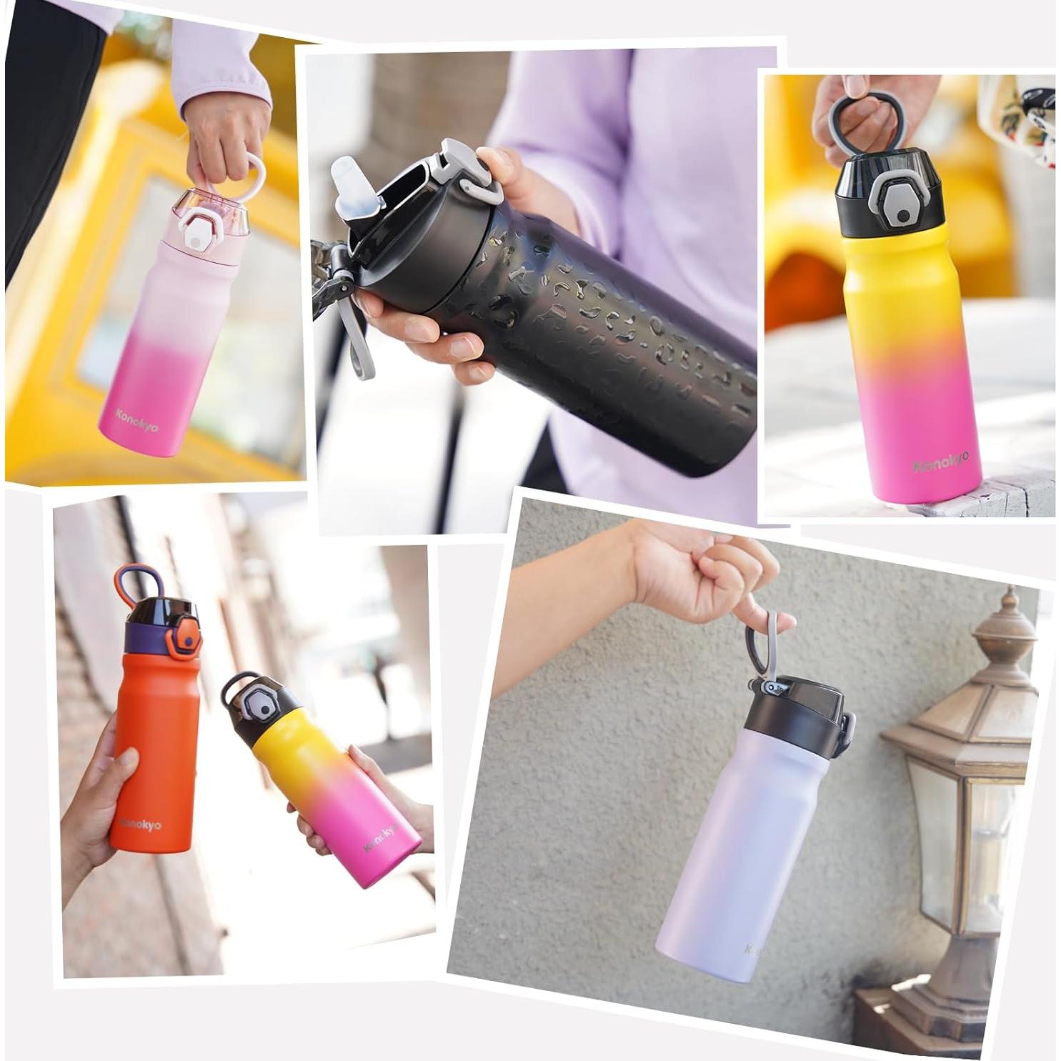 Botella de Agua Aislada Konokyo 18 oz Acero Inoxidable Blanca