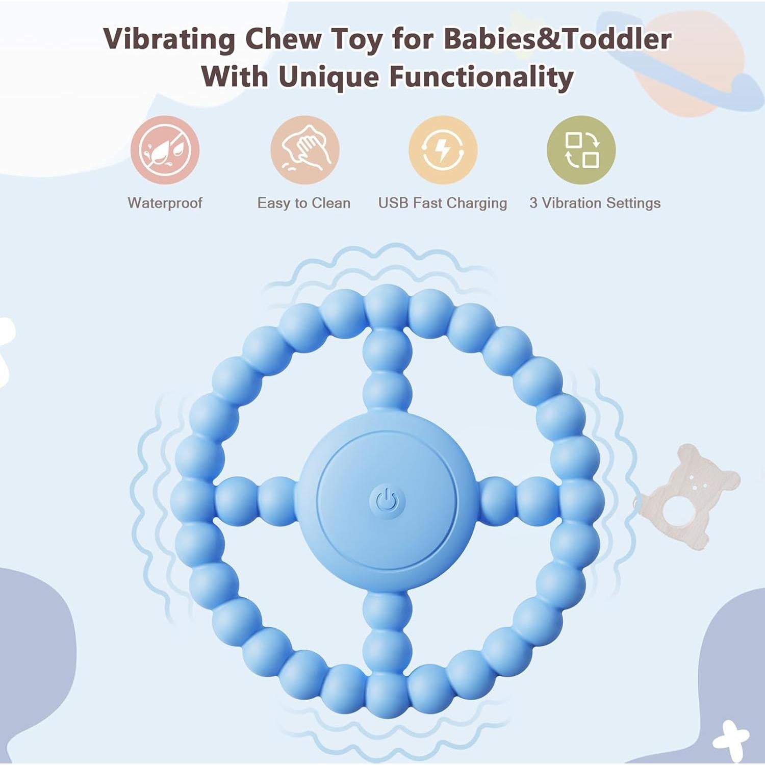 Juguete Masticable Sensorial Azul BIKCANP para Bebés 6-18 Meses