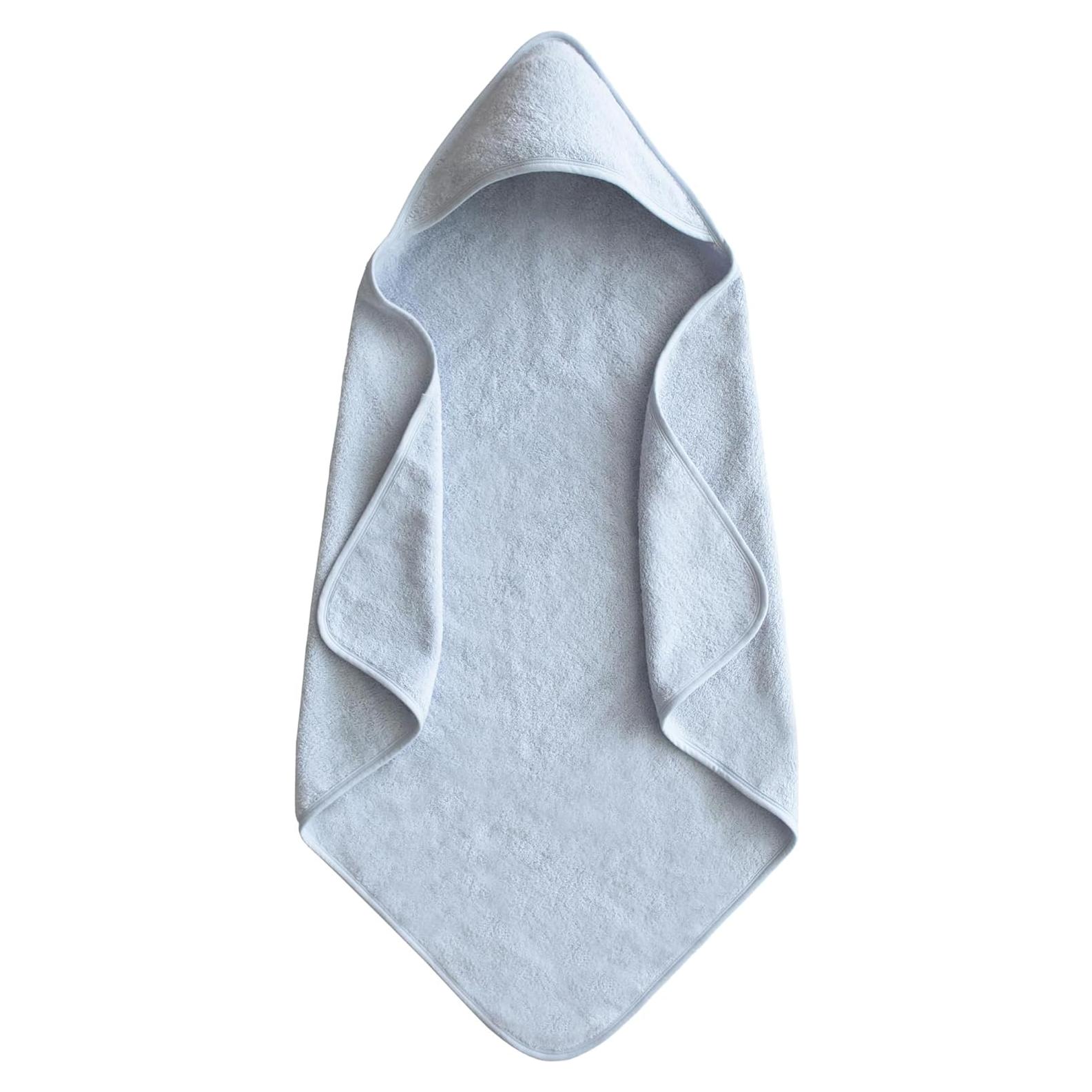 Toalla con Capucha para Bebé Mushie - Algodón Orgánico Azul