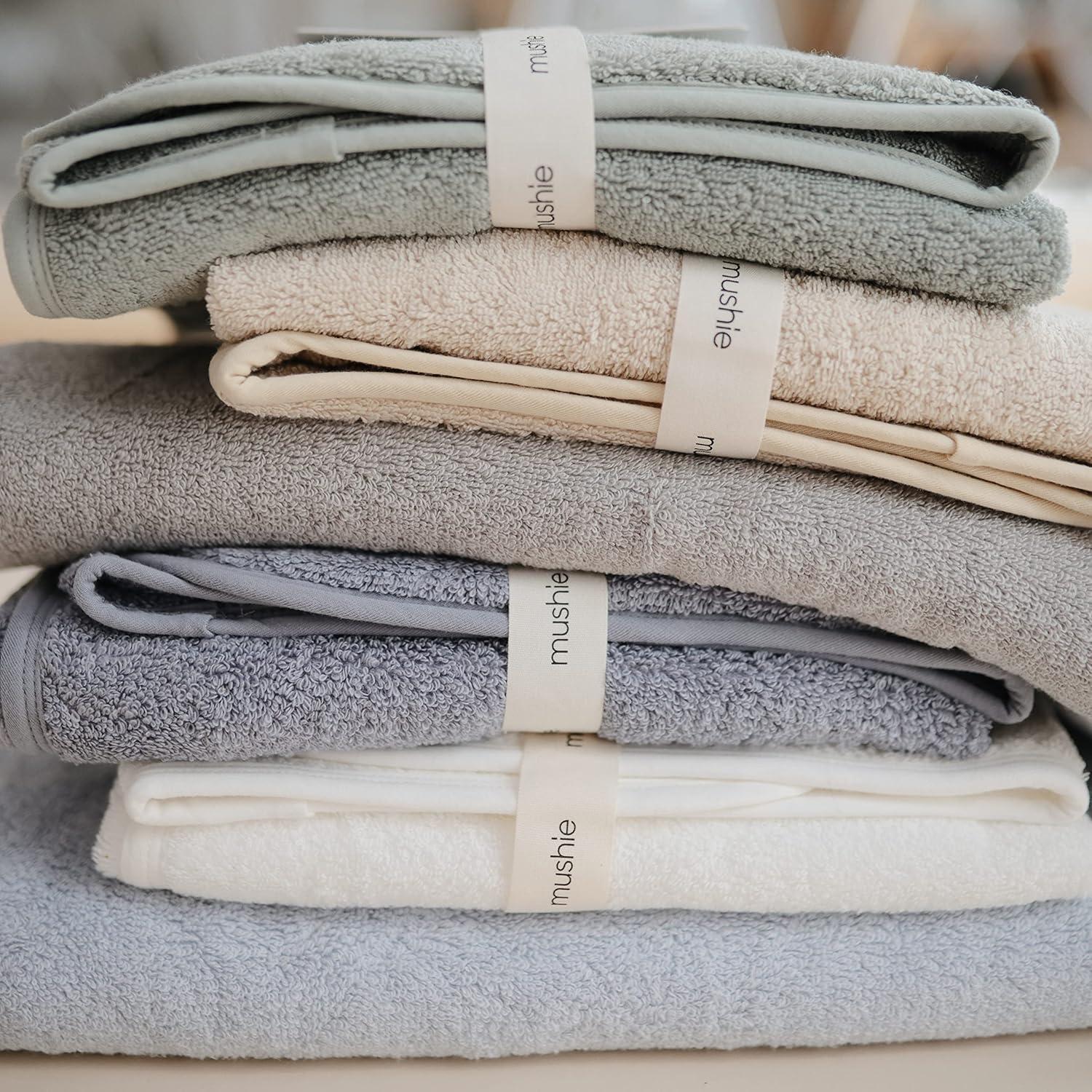 Toalla con Capucha para Bebé Mushie - Algodón Orgánico Azul