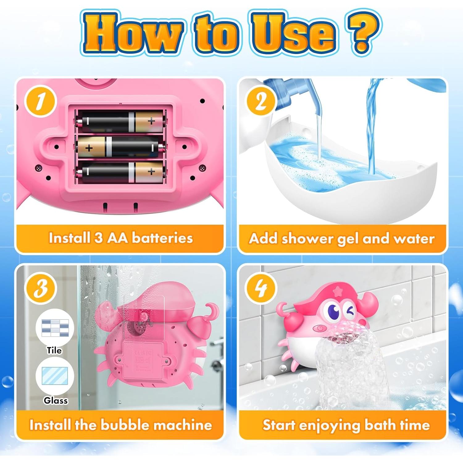 Juguetes de baño Toyjolka - Máquina de burbujas cangrejo LED