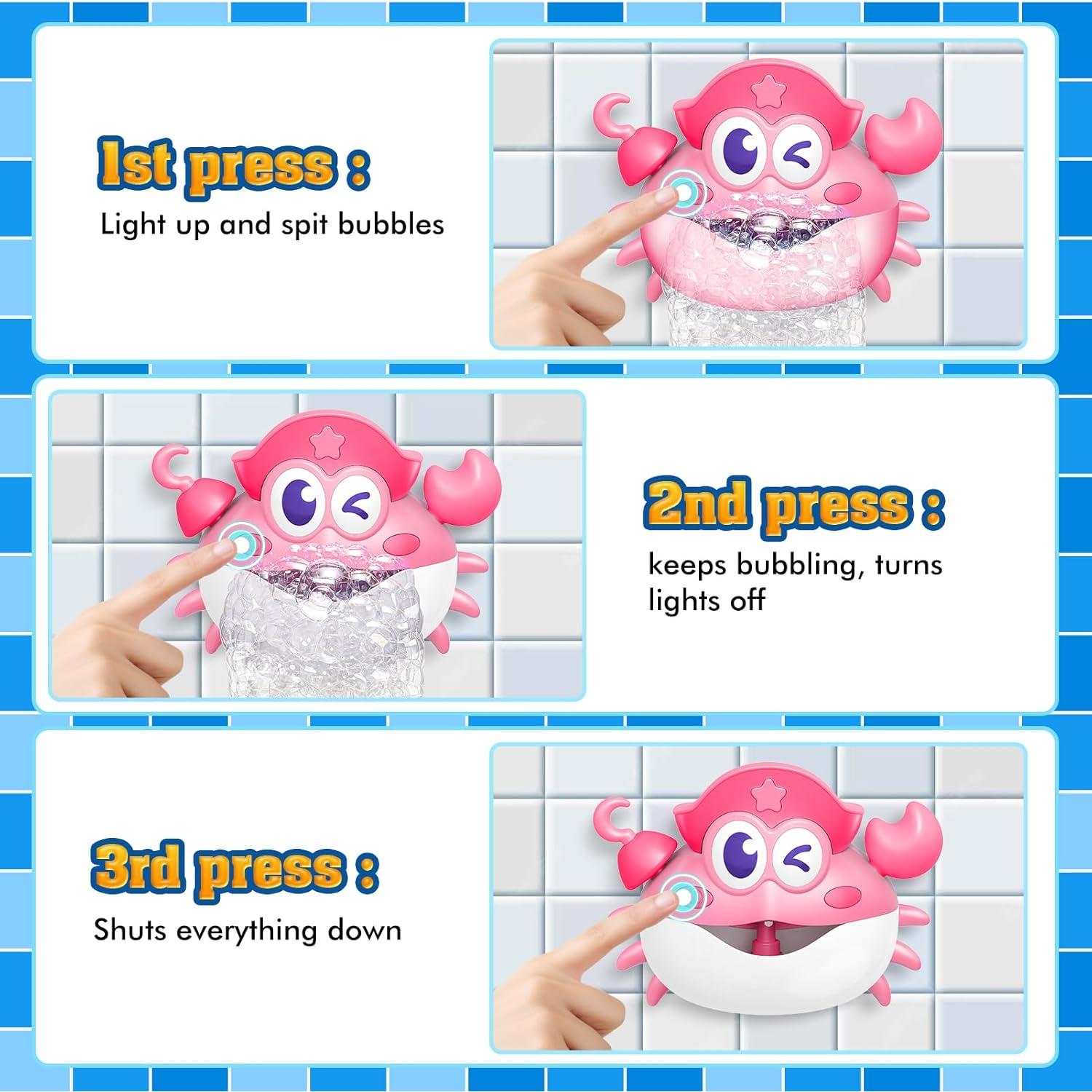 Juguetes de baño Toyjolka - Máquina de burbujas cangrejo LED